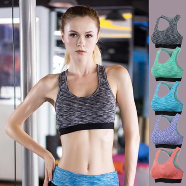 

gym clothing women's high impact mesh wireless padded cup x-back active sports bra running adjustable underwear push up yoga 7.19, White;black