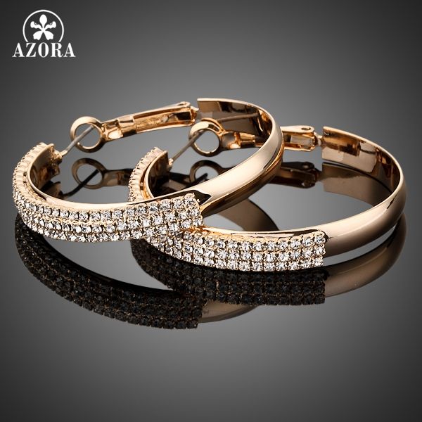 

azora gold color stellux austrian crystal round design drop earring te0008, Silver