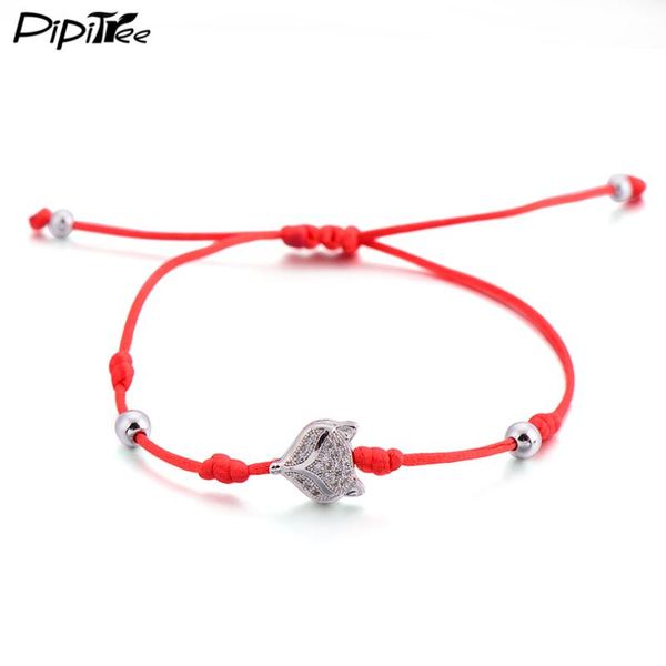 

ppitree cute animal red string bracelet for woman girls kids children adjustable cz beads charm bracelets jewelry no fade, Red;blue