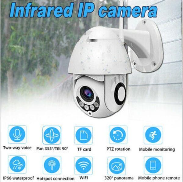 

cgjxs1pcs hd outdoor waterproof camera 1080p dome camera wireless wifi remote monitoring panoramic camera ptz cctv home security