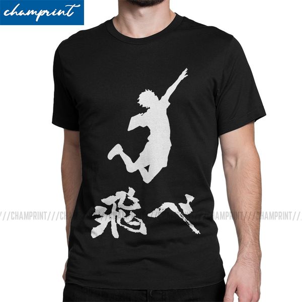 

men's t-shirt haikyuu hinata tobe fly humorous tees short sleeve volleyball manga t shirt round neck clothing plus size