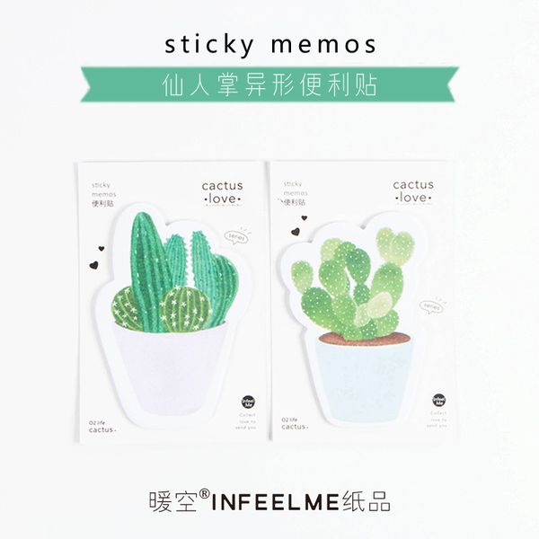 

1pc cute cactus love self-adhesive memo pad sticky notes bookmark school office supply stationery paper
