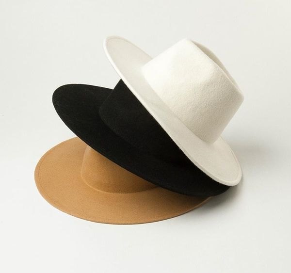 

new fashion women white wide brim pure wool fedora hat classical panama hat wedding party ladies, Blue;gray