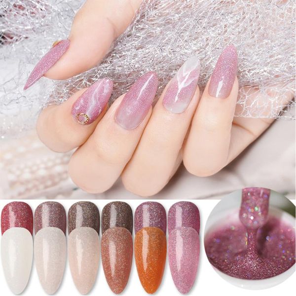 

uv gradient gel nail polish glitter sequins nail gel rose gold color varnish soak off uv art polish decor, Red;pink