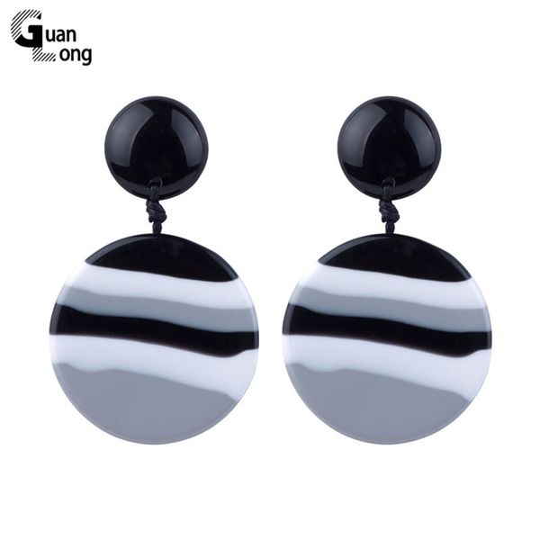 

dangle & chandelier guanlong vintage fashion resin long big drop earrings for women round geometric stripe acrylic rope earring jewelry, Silver