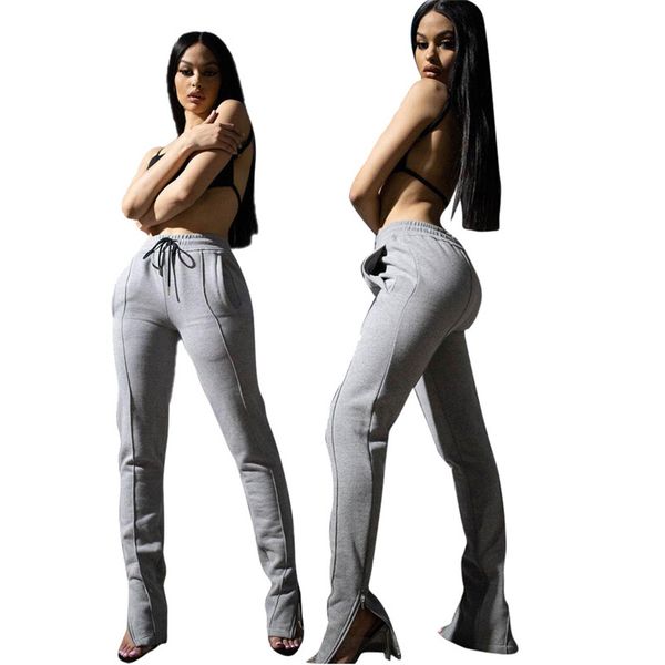 

women desinger clothes sweatpants fashion cray color high waist drawstring stacked pants casual women jogger trousers, Black;white
