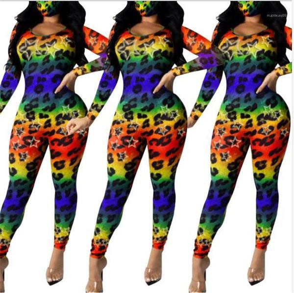 

neck womens clothing designer fashion contrast womens rompers leopard star printed womens jumpsuits slim crew, Black;white