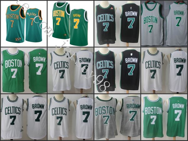 

bostoncelticsmen green #7jaylen brown whitered men jersey, Black