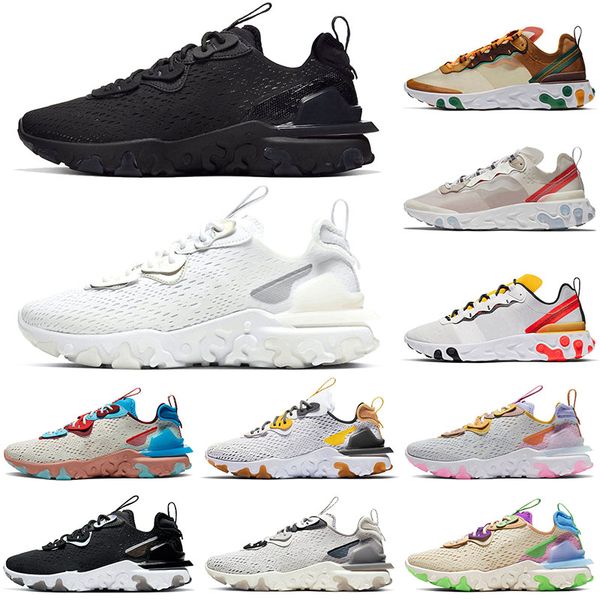 

epic react vision tennis element 55 87 men women running shoes triple black white tour yellow outdoor trainers sports sneakers runners 36-45