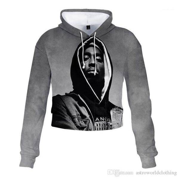 

womens hoodies hiphop fashion rapper high waist womens hoodies long sleeve hooded female sweatshirts 2pac 3d printed, Black