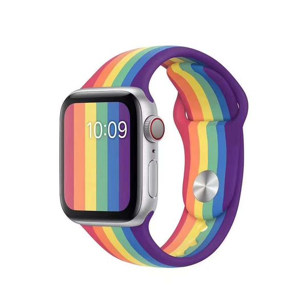 

colorful rainbow silicone material wrist band replacement for iwatch 38 40 44 watch strap replacement light weight