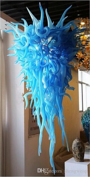 

blue murano glass chandelier light customized led light source l lobby decor glass shade mounted ceiling art crystal chandelier