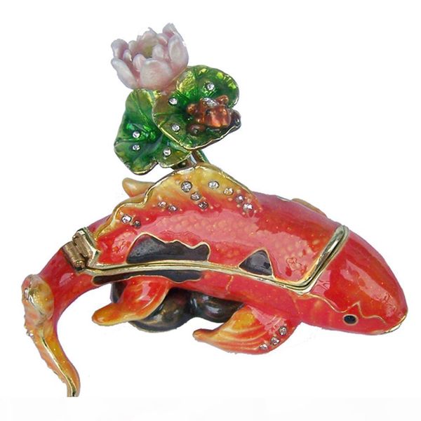 

коя рыба безделушки коробка морской жизни корабль драгоценностей шкатулка навесных слащавые коробки держатель ювелирных корпусное кольцо, Black;white