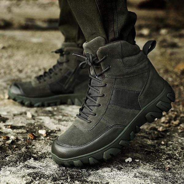 

non-slip winter men boots tactics ankle boots men winter work shoes army for botas strategy, Black