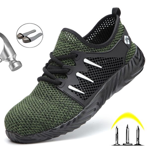 

new for safety steel toe cap puncture-proof work sneakers breathable boots men shoes y200915, Black;brown
