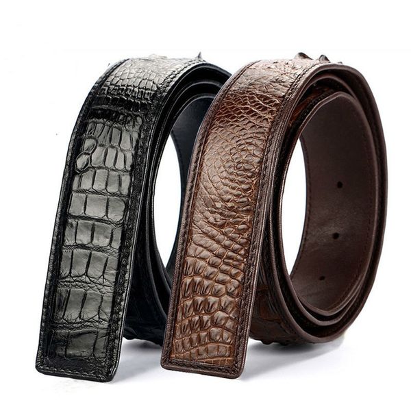 

senior alligator leather belt men's 3.8cm, no brown belt alligator men cinturones para hombre cinto masculino ing, Black;brown