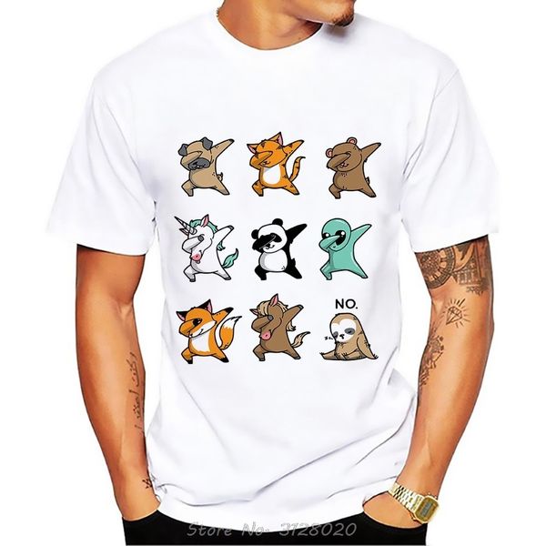 

cute animals dabbing party funny tshirt men brand summer new white casual breathable cotton t shirt hip hop tees