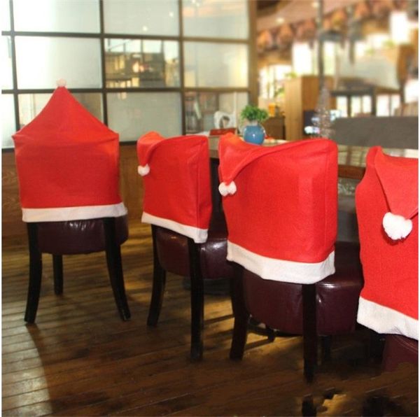 Casamento Escritório Bar Cadeiras Chapéu do Natal da luva Chair Red Tecido Não Tecido Seat Cover Plush Bola Furniture Decore 1 6qy F2