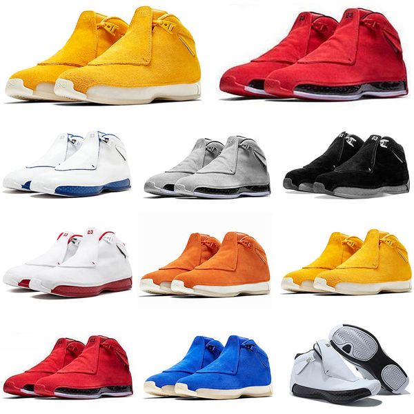 

jumpman 18 18s mens basketball shoes xviii toro og asg bred cool grey sport royal suede blue yellow orange trainers sports sneakers 7-13, Black