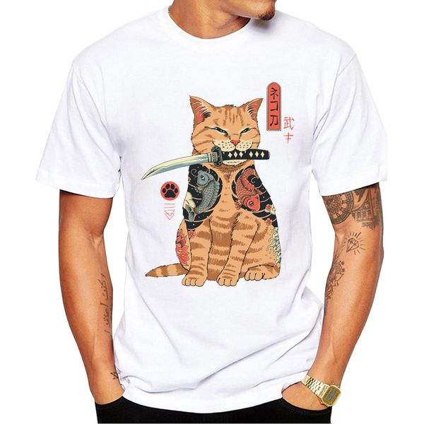 

teehub hipster catana men t-shirt short sleeve o-neck tee fashion neko sushi bar cat printed tshirts funny