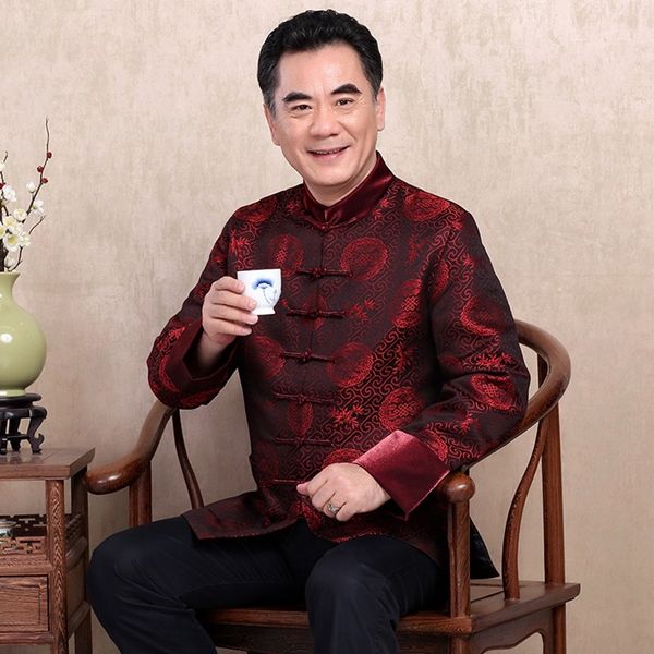 

chinese culture traditions men cheongsam oriental style clothing traditional chinese shirt oriental mens clothing ta039, Red