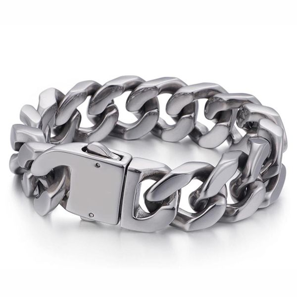 

charming men's 316l stainless steel curb cuban link chain bracelet jewelry gift 20mm*22cm, Black