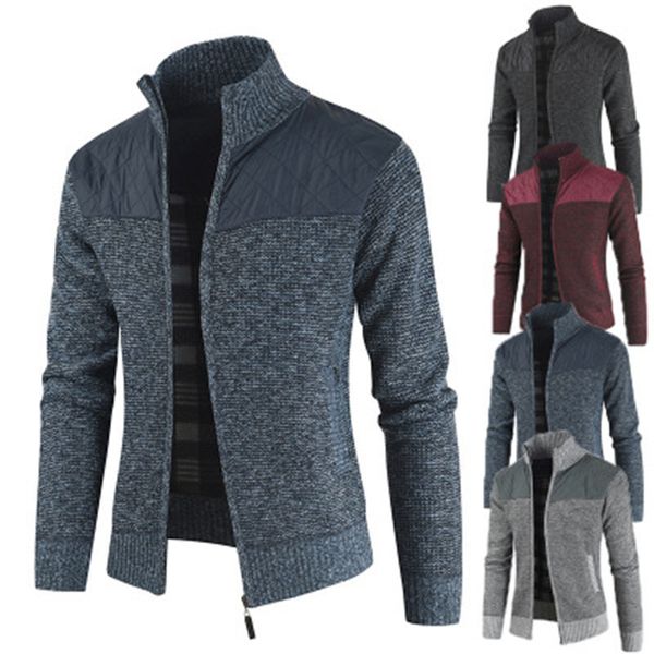 

mens baseball collar coats spring fashion long sleeve cardigan sweater outerwear designer male sports casual loose knitted zipper man jacket, Black;brown
