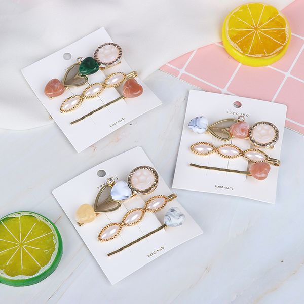 

3pcs/set metal gold pearl hair clips hairpins barrette headdress for women girls hair styling tools fashion style new arrival