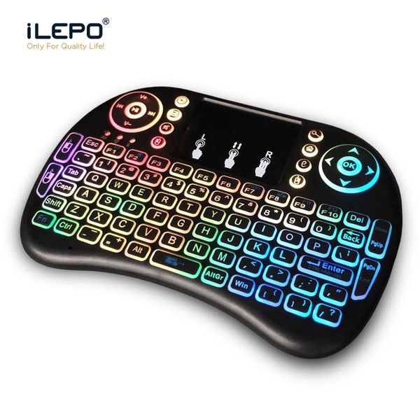 

cgjxscolorful backlit air mouse and keyboard touchpad handheld 2 .4g wireless mini keyboards rii i8 mini fly air keyboard for tv box android