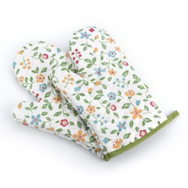 

five fingers gloves thickened microwave oven anti-scald japanese flowers and insulated e4, Blue;gray