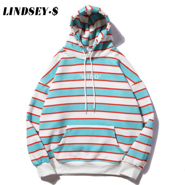 

men's hoodies & sweatshirts lindsey seader mens harajuku striped hip hop streetwear pullover hoodie 2021 men casual hooded pockets, Black