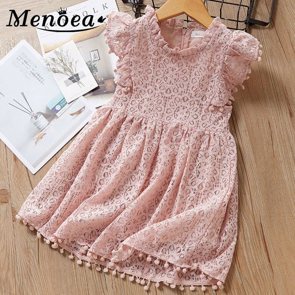 

menoea baby girls summer new girl lace dress hollow out ruffled sleeve solid dress girls dresses for girl princess clothes, Red;yellow