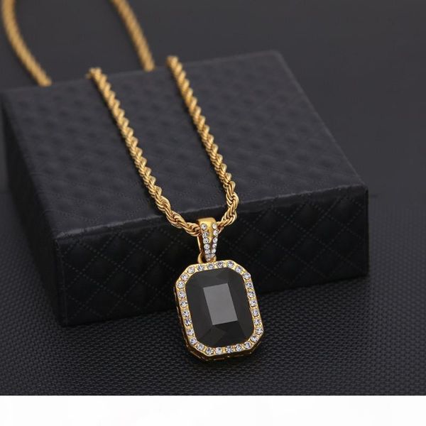 

uspecial mens bling faux lab mini ruby pendant necklace 24" rope cuban chain gold plated iced out sapphire rock rap hip hop jewelry gif, Silver