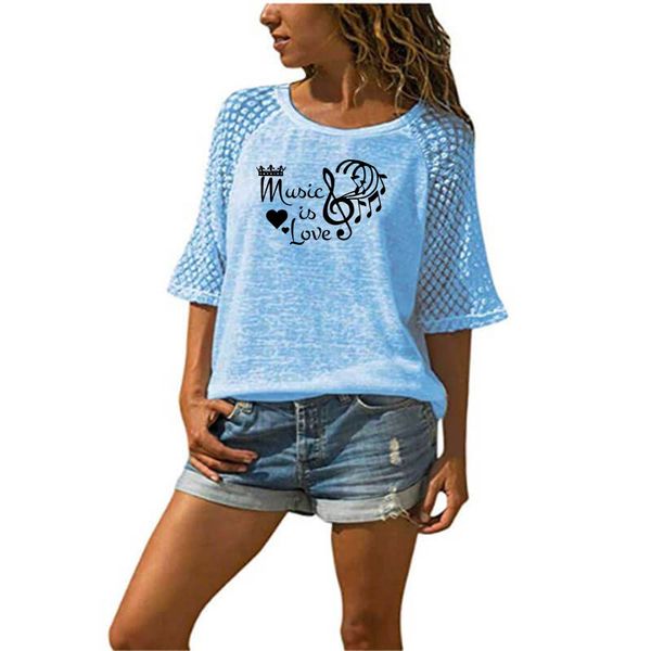 

music is love crown heart letter print t-shirt female lace t-shirt plus size women music lover gift summer cute, White
