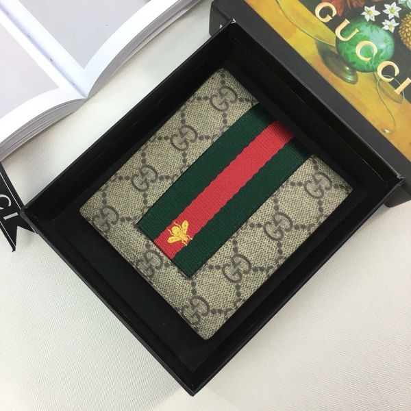 

2019 leather short men wallet with box classic letter canvas bags women card holder wallets free, Red;black