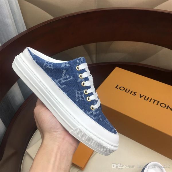 

2020 latest listed ladies casual shoes stellar half-step sneakers brand design fashion striped half slippers size 35-40a