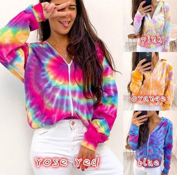 

women zipper hooded cardigan jacket winter sweaters boutique fashion clothes tie-dye long-sleeved hoodie s-5xl 4colorcz82702, White