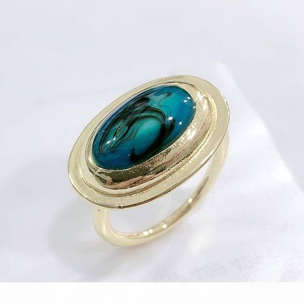 

2020 новый золотистый цвет стекла кольцо приток европейских и американских мужчин и женщин кольца продают оптовые ювелирные изделия, Golden;silver