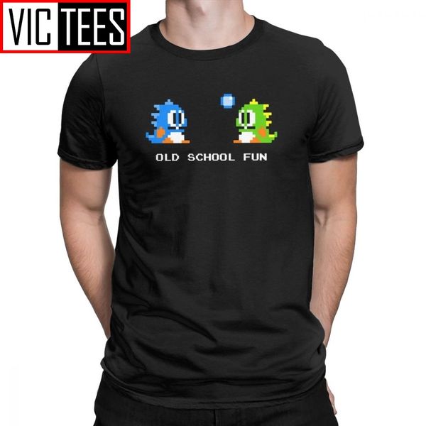 

men's t-shirt old school fun bubble bobble bub and bob novelty cotton tees camiseta game t shirt harajuku clothing adult