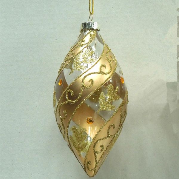 

diameter=6cm height=11cm gold decoration olive shaped glass christmas tree decorated glass ball christmas day pendant