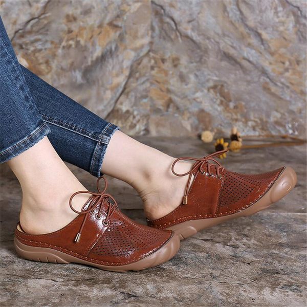 

женщины ретро strappy выдалбливают скольжение на backless летом сандалии пляжных сандалий xrq88, Black