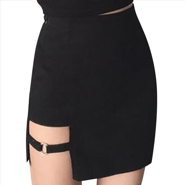

women skirt fashion high waist split side mini a line skirt korean style women office skirt faldas mujer moda 20, Black