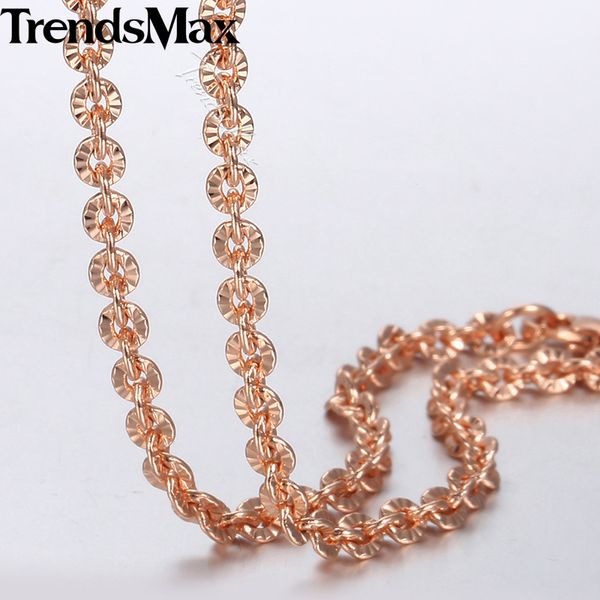 

trendsmax ожерелье для женщин, девочек 3мм 585 розовое золото rolo ссылка цепи ожерелье 45см мода ювелирные изделия дружба любовь подарков g, Silver