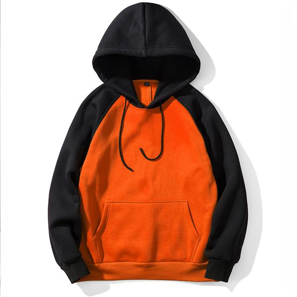 

men's sweater winter sports sweater color blocking fleece long sleeved style loose hooded sweater men s-2xl, Black