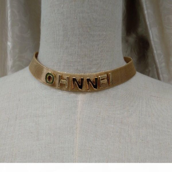 

popular fashion brand letter choker designer necklace for lady design women party wedding lovers gift luxury jewelry for bride with box, Golden;silver