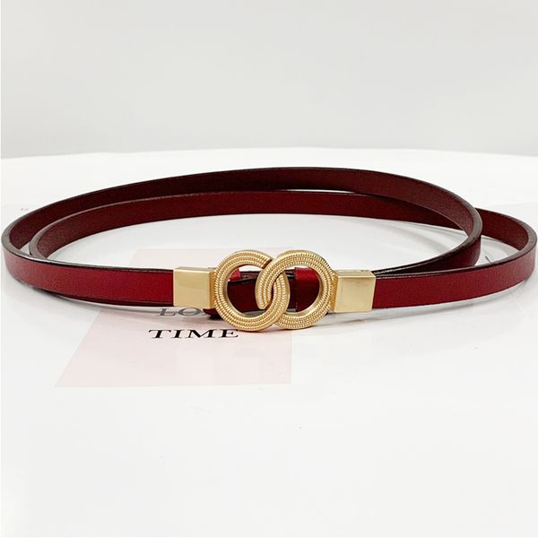 

luxury double ring designer belts women leather belt woman thin easy waist ceinture femme dress black fashion adjustable 2020, Black;brown