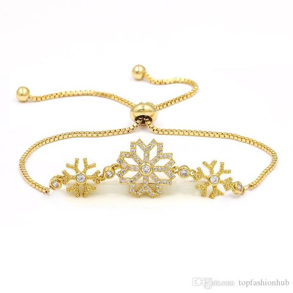 

Copper Gold Plated Snowflake Bracelet Student Girlfriends Zircon Jewelry Adjustable Simple Zircon Bracelet Hot Fashion Bracelet