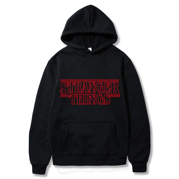 

brand fashion hoodies stranger things letter printed hoodie men fashion tracksuit male female sweatshirt hoody mens purpose tour, Black