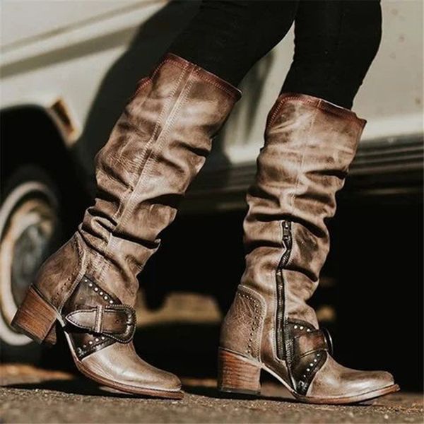 

sunny everest knight boots heels women leather boots knee-high long plus size fashion, Black