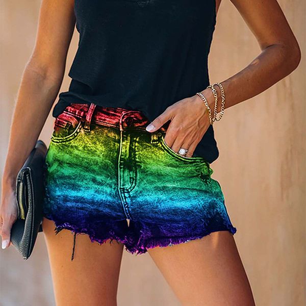 

womens designer tie dye jeans shorts with pockets low waist straight jeans street style dark jeans shorts, White;black